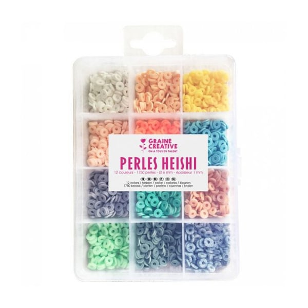 Heishi Beads - Creative Seed - 1750 Pastel Beads - 6 mm - Multicolors - Ideel til smykker Flerfarvede