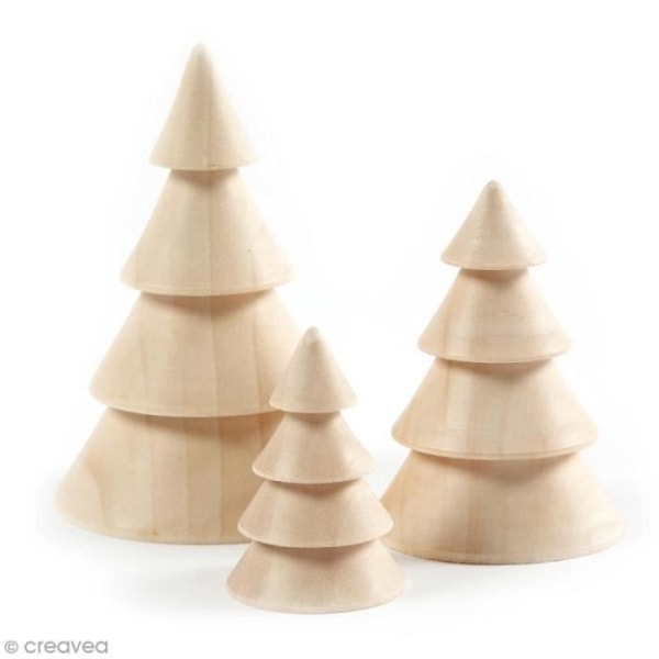 Dekorationsfigurer - Juletræer - 6 til 10 cm - 3 stykker - Blandet - Voksen