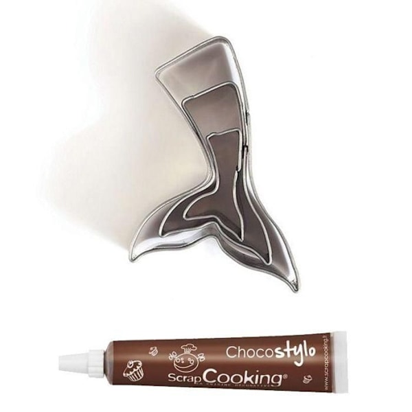 Chokoladepen + 3 små havfrue-småkageudstikkere i rustfrit stål