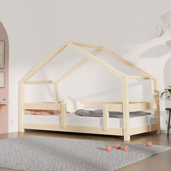 Lit cabane barn LUCKY 80 x 180 naturligt træ Beige