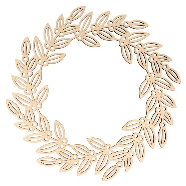 Träväggkrans för att dekorera Ø 32 cm - Löv Beige