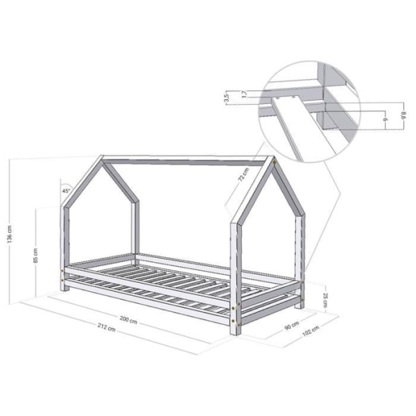 SJOV børnekabineseng 90 x 200 naturtræ - GENERISK - Lamel - 2 pladser Beige