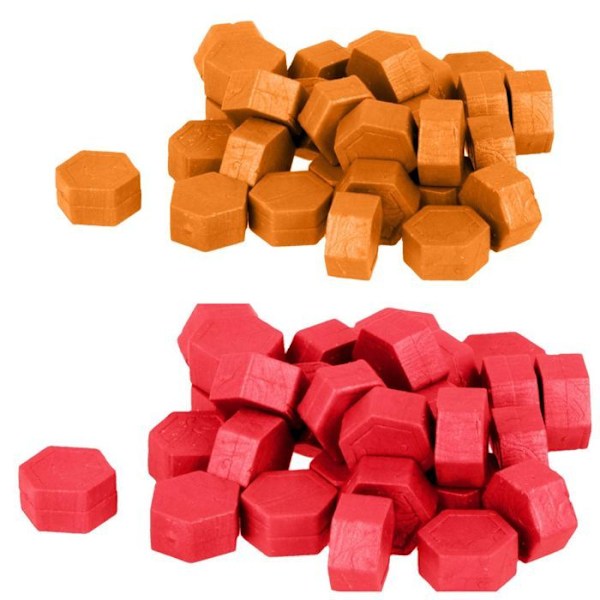 Hexagonala vaxpärlor - Röd + Orange Flerfärgad