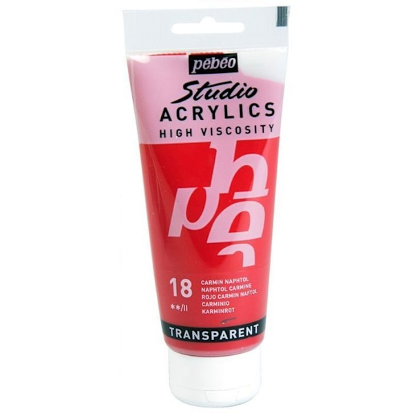 Akrylmaleri - Pébéo - Studio - Karmindemp - 100 ml - Høj viskositet - Satinér Röd