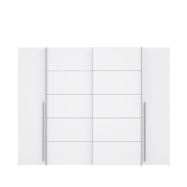 Vaatekaappi - Matt valkoinen - 2 saranoitua ovea + 2 liukuovea - P 270,3 x S 61,2 x K 210 cm - NARAGO Matt vit