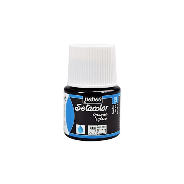 Kangasmaali - PéBéo - Setacolor läpinäkymätön - Musta - 45 ml - Pesunkestävä Opak svart
