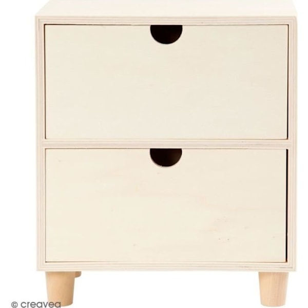 Kommode - Ubehandlet - 2 skuffer - Massivtræ - Brun - 23 x 20 x 11,5 cm