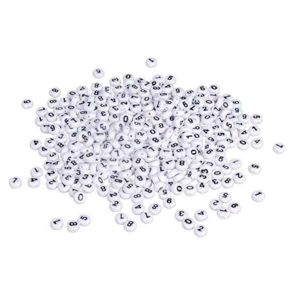 Valkoiset pyöreät numerohelmet ø 6 mm Vit