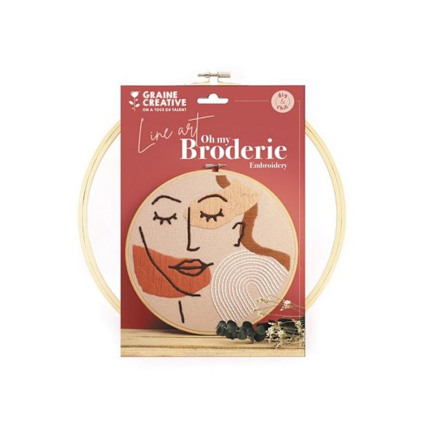Sæt broderi dekorativt ansigt line art Rosa