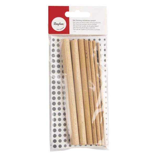 Malerpinde - Dot Maler - 7 stk - Massivt træ - 14 cm - Blandet