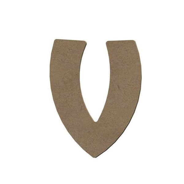 Versal V i MDF-trä för att dekorera - 8 cm brun