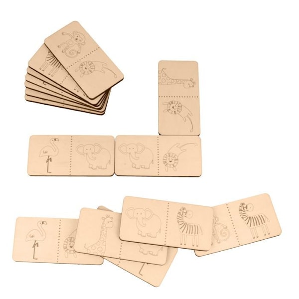 Safari domino spil i træ Beige