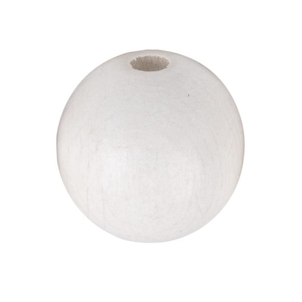 Boules en bois percées FSC 100%, mat, ø 30mm, hvid, 4 stk. Vit