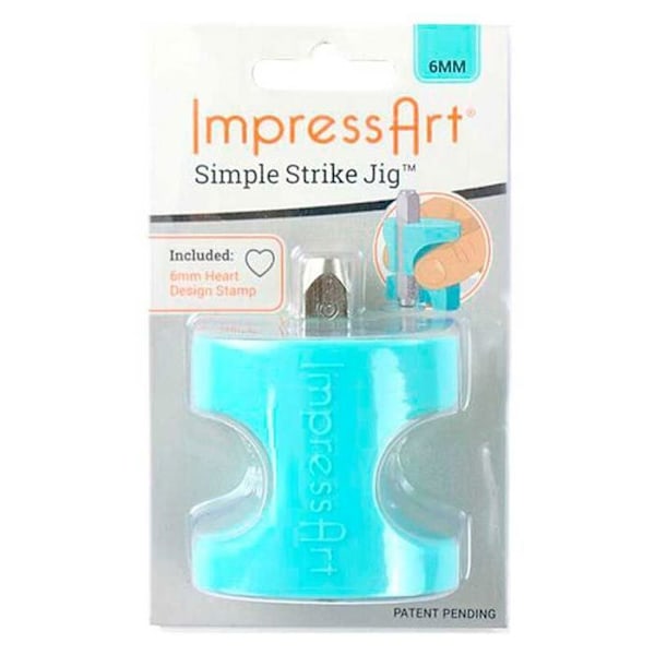 Tampon Coeur - IMPRESSART - 6 mm - Vit - Skyddande fingrar inkluderade - Gravyr metall Blå
