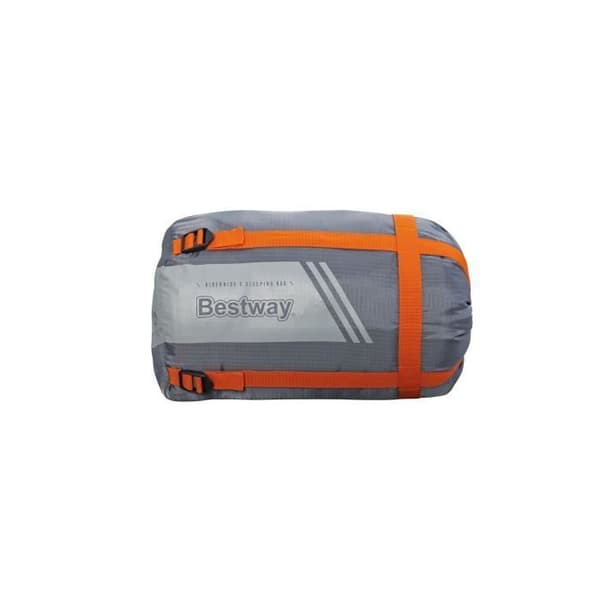 Sovepose - BESTWAY - 68103 - 180 x 75 cm - Ideel 3°C til 8°C - Polyester 210T Utvändig grå - Invändig orange