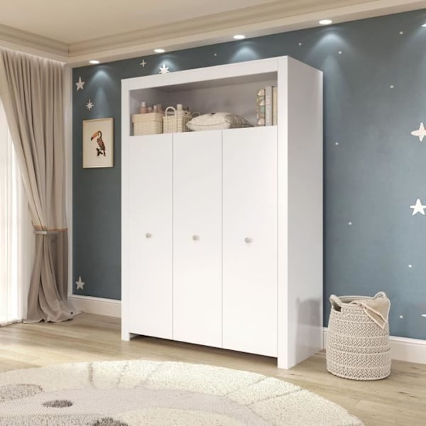 Vauvanhuone Trio: Sänky 70 x 140 cm + Vaihtorinta + OLIVIA vaatekaappi - Valkoinen - TREND TEAM VIT