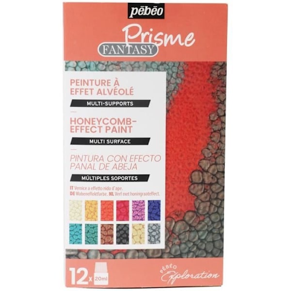 Malersæt - PEBEO - Prisme Fantasy - 12 beholdere af 20 ml - Væv-effekt - Multi-underlag