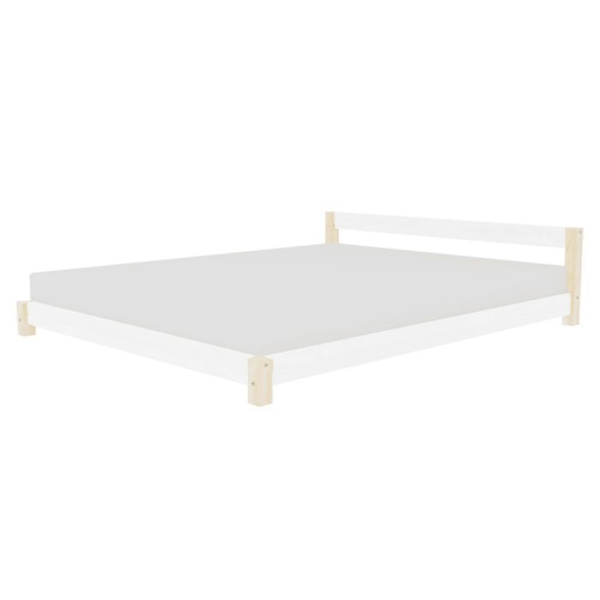 Dobbeltseng skandinavisk COMFY 200 x 200 hvid og naturel Vit
