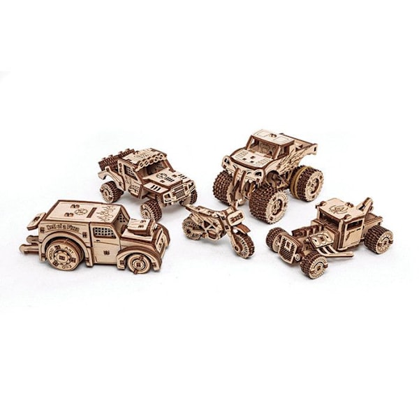 3D træmodel - 5 køretøjer fra 7 til 11,8 cm Beige