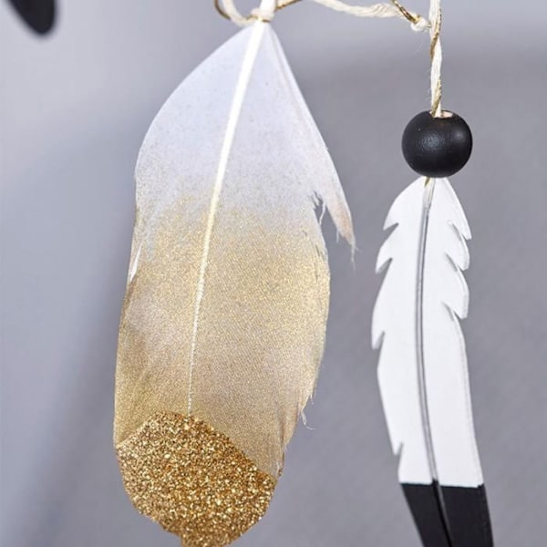 12 guld glitter fjer gyllene
