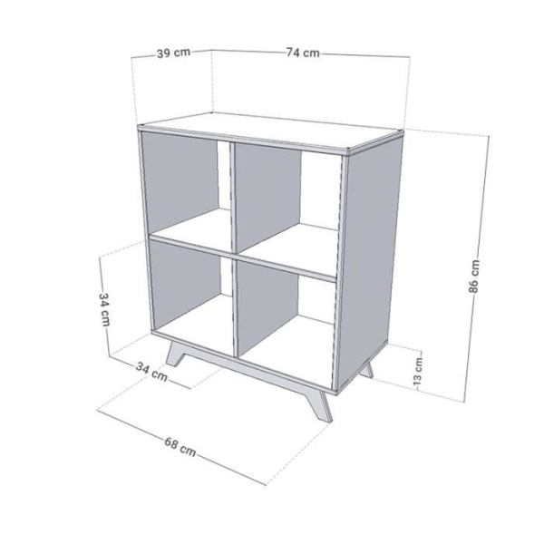 Opbevaringsenhed - GENERIQUE - NABOSKY - Grå - 4 hylder - 74x86x39 cm Grå