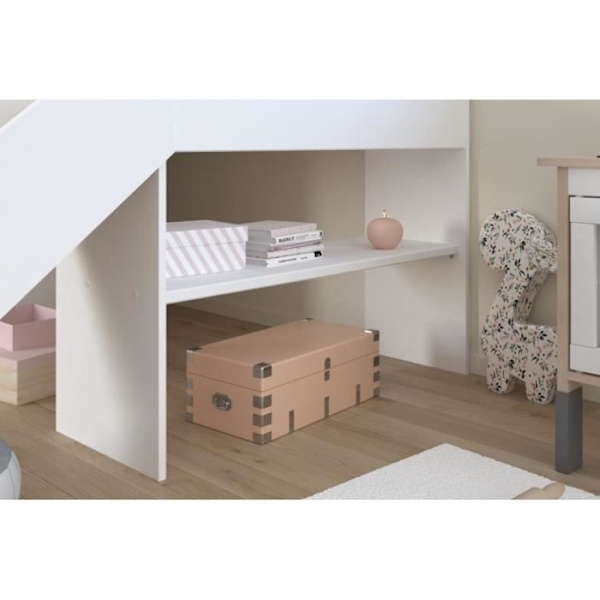 PARISOT SLIDE - Rutschbädd för barn - Vit och Jackson Ek dekor - Boxfjäder ingår - 90 x 200 cm Vit / Jackson ek