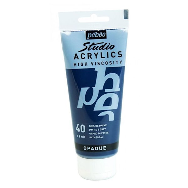 Akryylimaali - Pébéo - Studio - Payne Grey - 100 ml - Satiini - Professional Grå