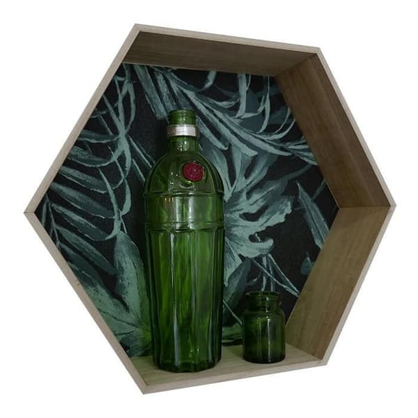 Hexagonal hylla i trä 39 x 34 x 10 cm beige