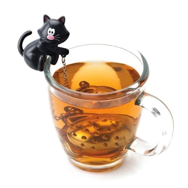 Te-infuser - Kattinfuser - Fiskboll - Rostfritt stål 18/8 - Utan BPA - Rolig och originell Svart, vit, grå