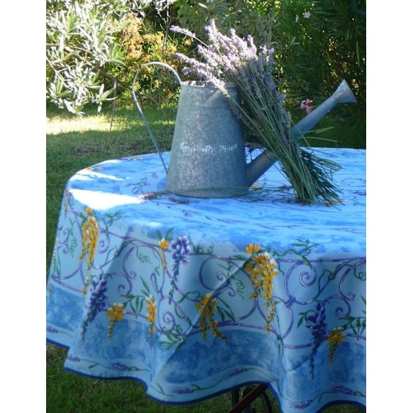 Rundduk - Provençale - Glycin - 100% Polyester - Tvättbar - Fläcksäker Gul