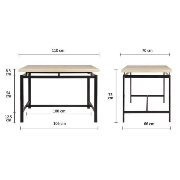 VENUS Bord + 4 stolar set - Rektangulära - Imiterade träbikakepaneler - 4 personer - L 110 x D 70 x H 75 cm träimitation