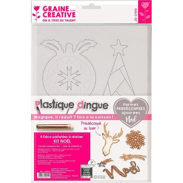 Luova käsityösetti - Hurjempi muovi - Joulukoristeet - 8 glitter-muotoa - Läpinäkyvä - Kulta Transparent, gyllene