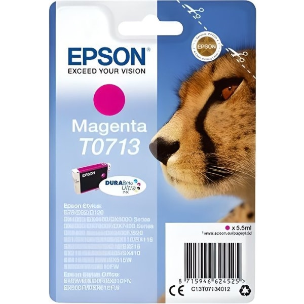 EPSON bläckpatron T0713 Magenta - Cheetah (C13T07134012)