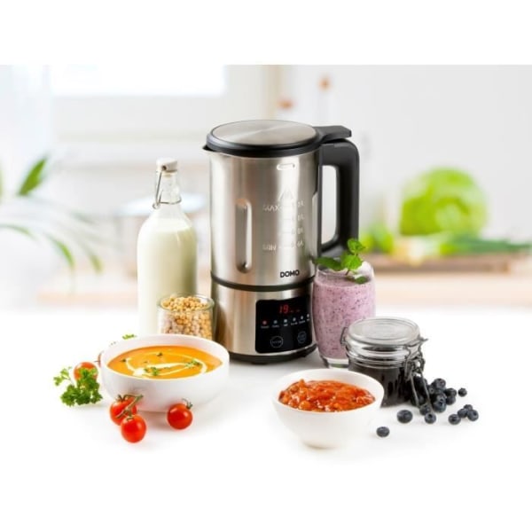 DOMO opvarmet blender - Rustfrit stål - 1,2 L - 6 programmer - 800 Watt - DO727BL