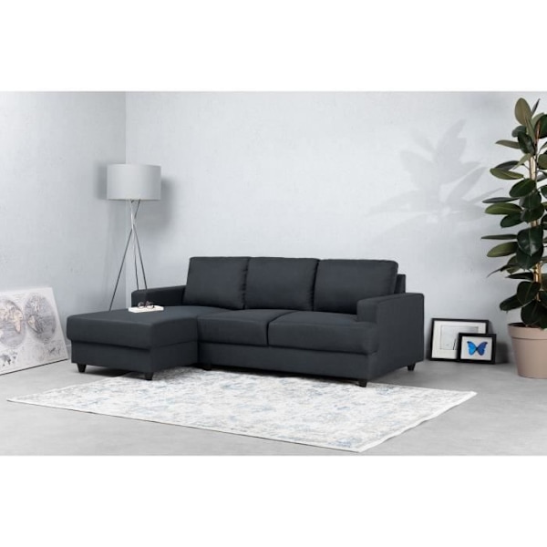 Paul 4-personers venstre hjørnesofa - Antracitgrå stof - L 215 x D 140 cm - Fremstillet i Ukraine Antracit