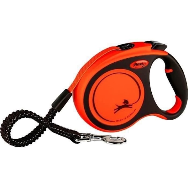 XTREME flexi strap talutushihna - FLEXI - Koko L - 5m - Musta ja oranssi svart/orange