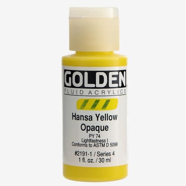 Akrylmaling Flydende - Golden - Hansa Gul Opaque - 30ml - Professionel - Blandbar Hansa Gul Opaque