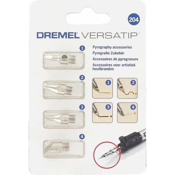 Sæt med 4 pyrogravurerspidser DREMEL 204 - Til Dremel Versatip gasloddejern