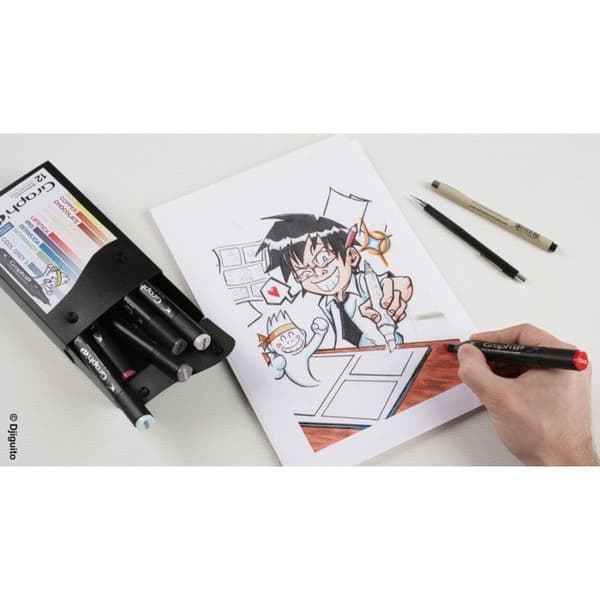 Graph'It - Sæt 12 Alkohol Markører Graph'it Manga farver Flerfärgad