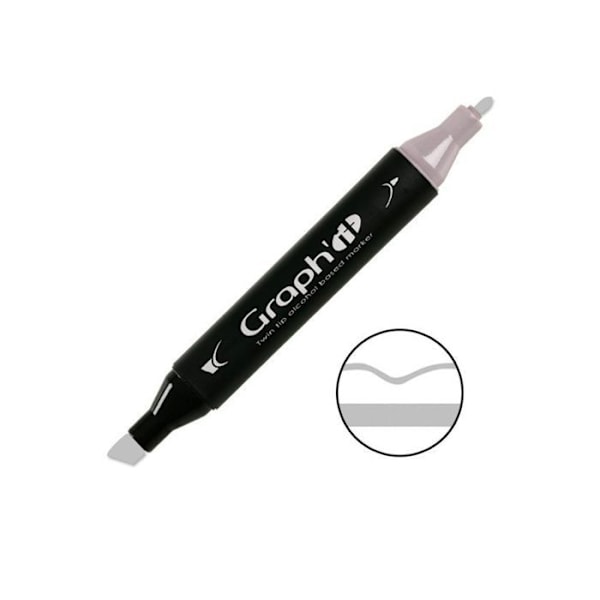 Alkoholmarker - Graph'it - Neutral Grey 5 - Dobbelt spids japansk - Uigennemsigtig - 16 mm i diameter Neutral grå 5