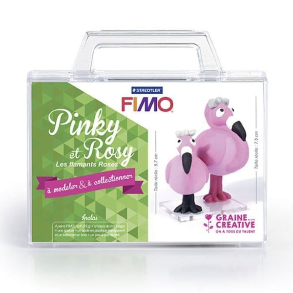 Min första figur FIMO-låda - Pinky och Rosy flamingos Svart, vit, grå, rosa