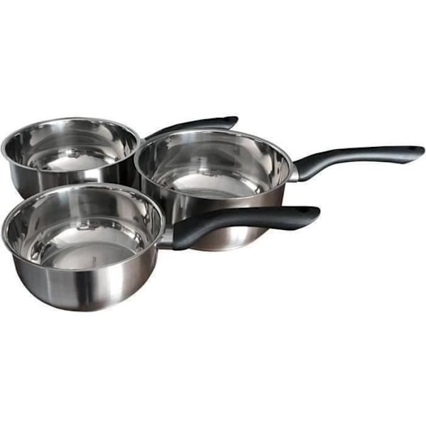 Køkkengrej - Alle varmekilder inklusiv induktion - Baumalu - Rustfrit stål - 3 dele 16/18/20 cm - Rustfrit stål - Grå Svart
