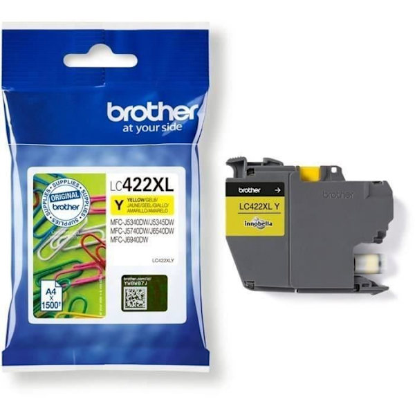Patron LC422XLY - BROTHER - Gul - 1500p - För Business Smart MFC-J5340DW, MFC-J5345DW, MFC-J5740DW, MFC-J6540DW och