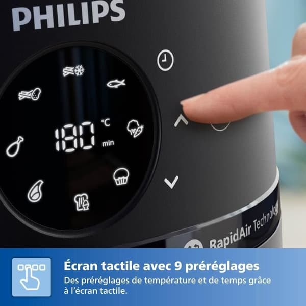 Fritøs uden olie - PHILIPS - NA230/00 - Airfryer Serie 2000 6,2L - 13 tilberedningsmetoder - vindue til tilberedning - 1500W - Sort Svart