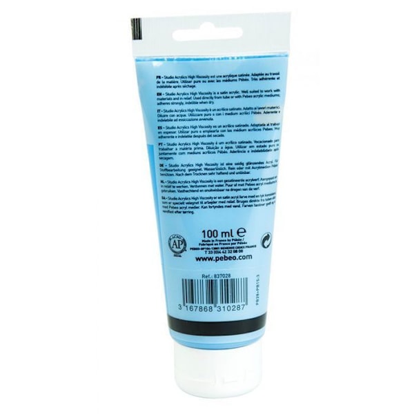 Akrylmaling - Pébéo - Studio - Ceruleum Blue - 100 ml - Satin - Professionel Ceruleum blå