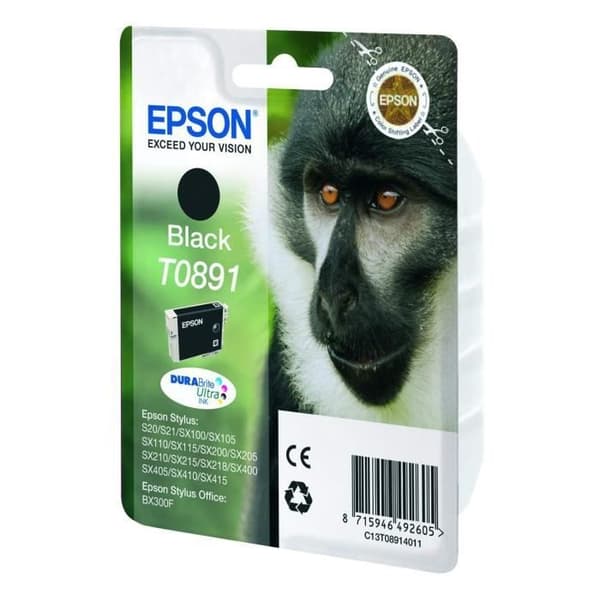 EPSON T0891 musta mustekasetti - Monkey (C13T08914011)