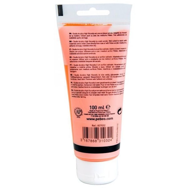 Akryylimaali - Pébéo - Studio - Kadmiumoranssi - 100 ml - Satiini - Sekoitettu Kadmium Orange