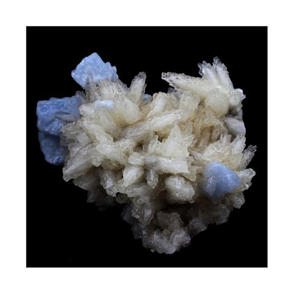 Kivet ja mineraalit. Kalsiitti + bariitti. 704,0 senttiä. Rosiclare Level, Minerva Mine, Illinois, USA.