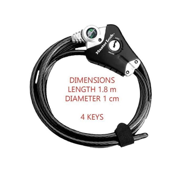 MASTER LOCK Patentoitu säädettävä 30 cm - 1,8 m turvalukko kaapeli