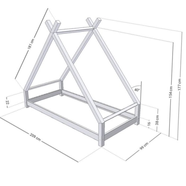 Tipi barnsäng - GENERIC - TAHUKA - Massivt trä - Grön - Med lådor Grön